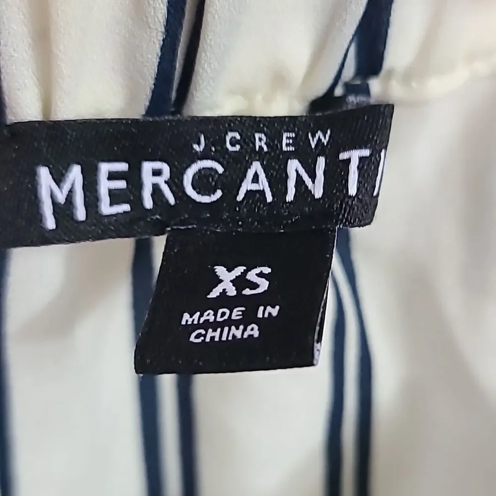 J.Crew Navy Stripe Off Shoulder Blouse Bow Tie Women’s XS Nautical Preppy Top